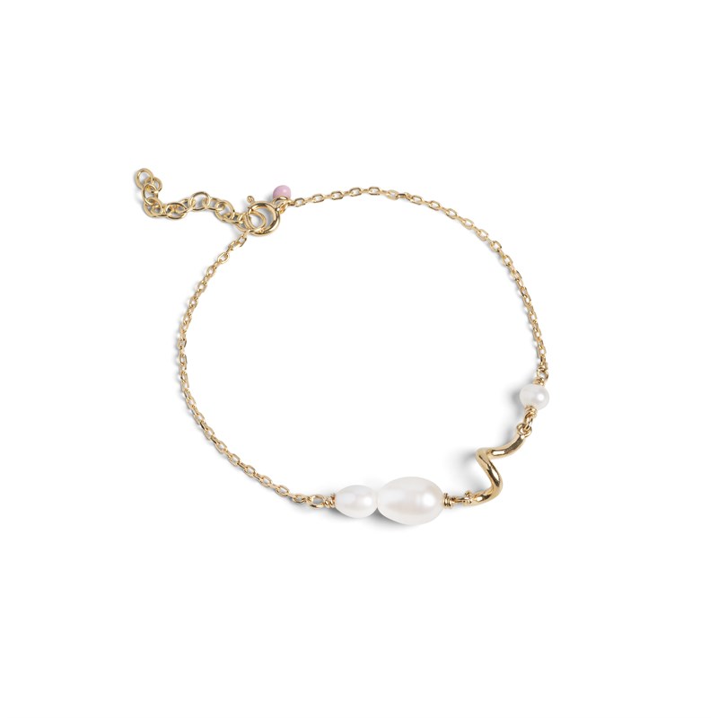 Enamel Pearlie Twist Armbånd, Forgyldt med Perle